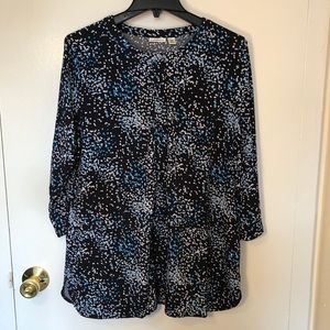Croft & Barrow Blouse - Blue and White Size XL